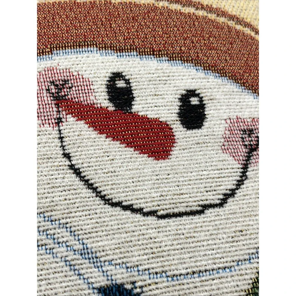 St Nicholas Square Tapestry Pillow Family Of Snowman 17x17 Dual Sided